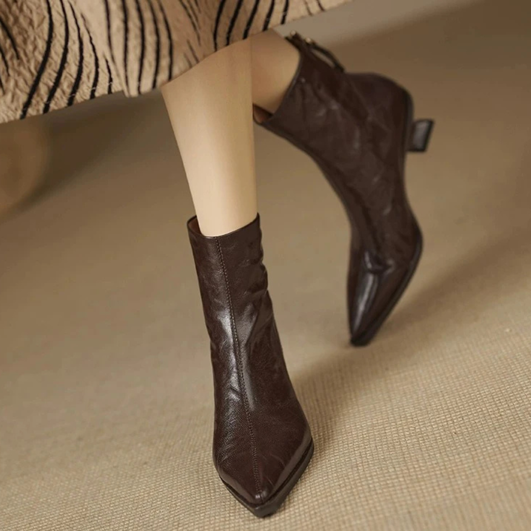 Women's Textured Ankle Boots with Sculpted Heel