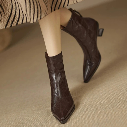 Women's Textured Ankle Boots with Sculpted Heel
