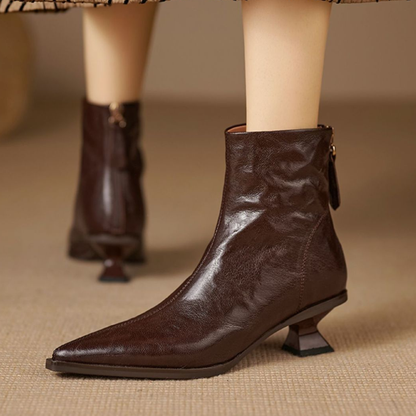 Women's Textured Ankle Boots with Sculpted Heel