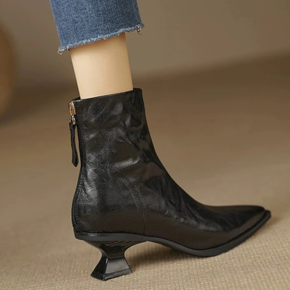 Women's Textured Ankle Boots with Sculpted Heel