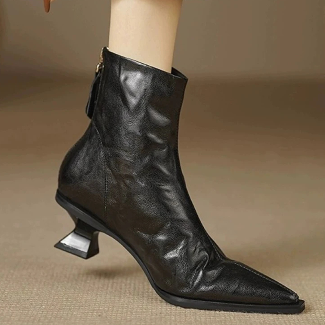 Women's Textured Ankle Boots with Sculpted Heel
