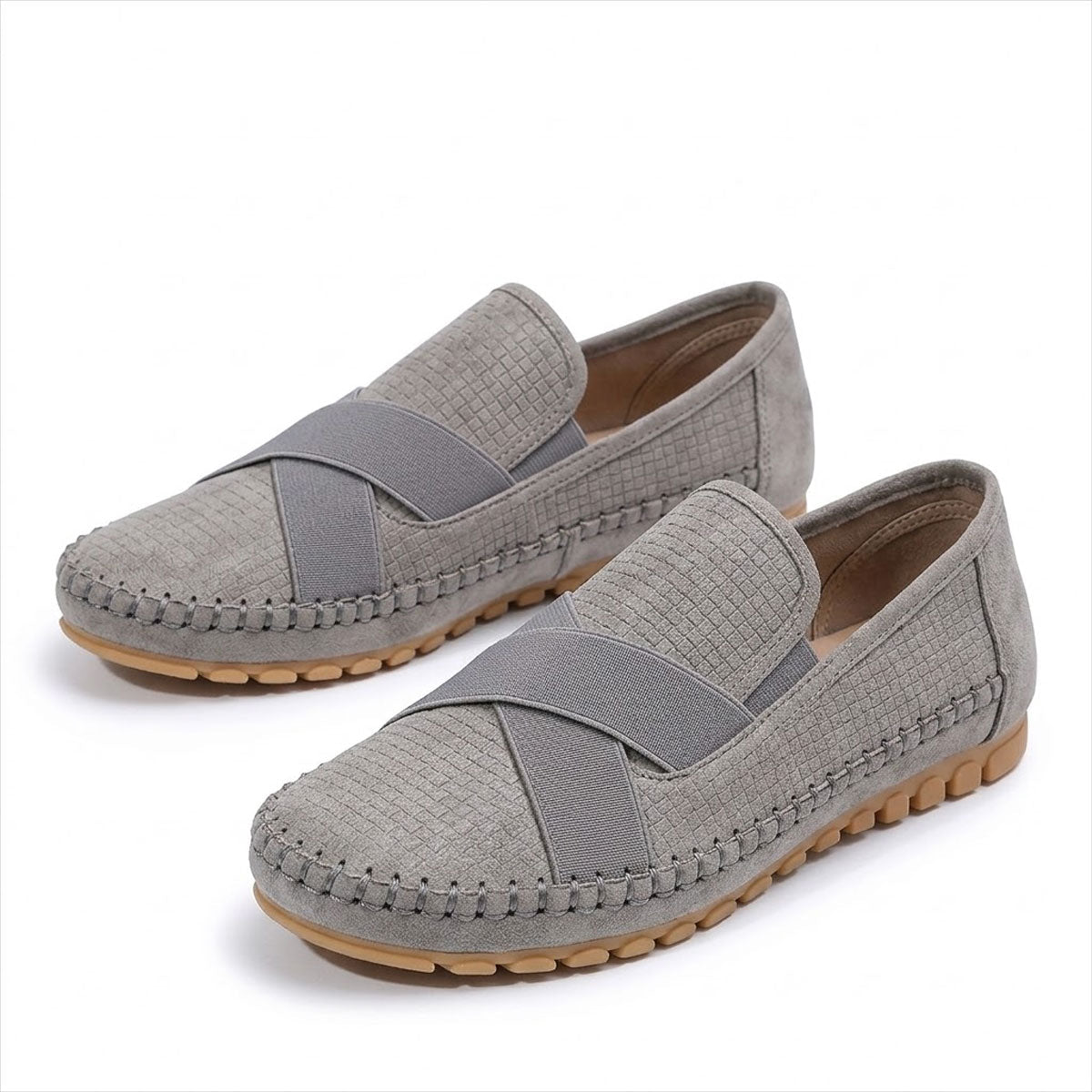 Women's Textured Ballet Flats with Cross-Strap Design