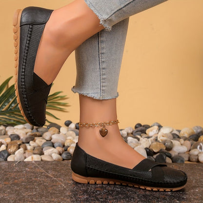 Women's Textured Ballet Flats with Cross-Strap Design