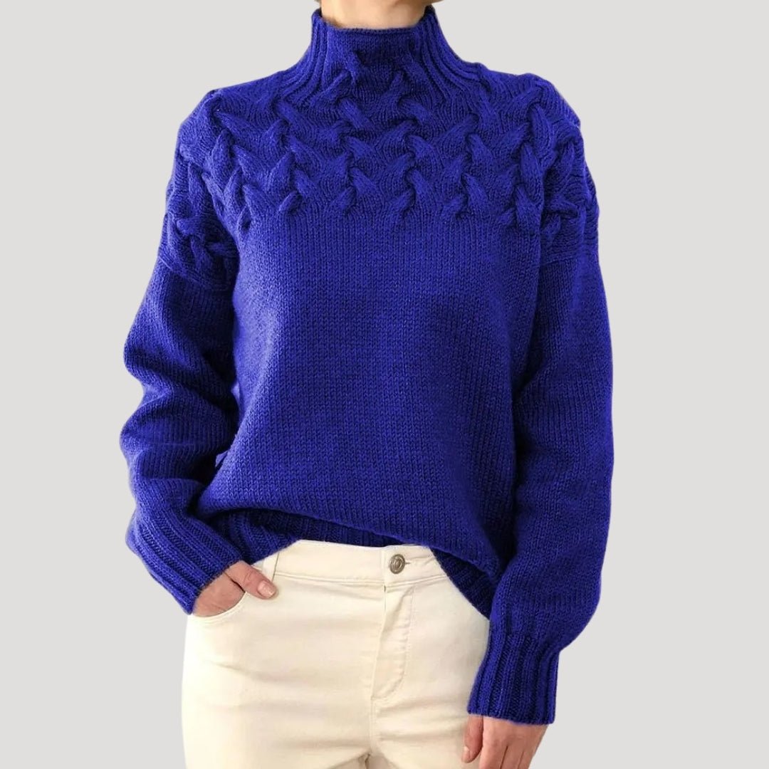 Women's Textured Cable Knit Jumper with Turtleneck