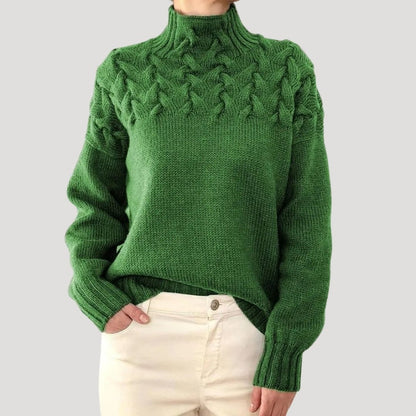Women's Textured Cable Knit Jumper with Turtleneck