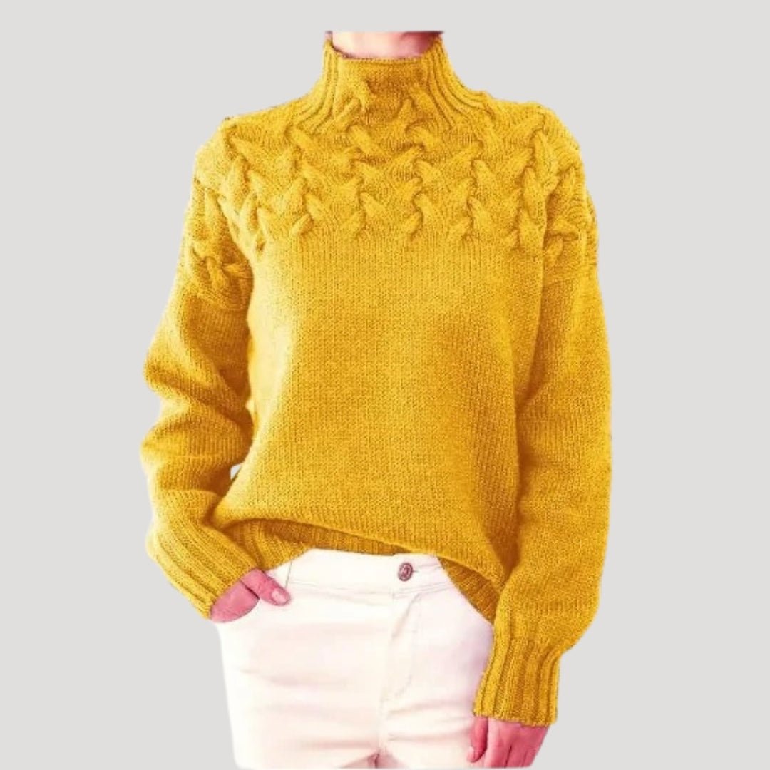 Women's Textured Cable Knit Jumper with Turtleneck