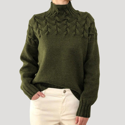 Women's Textured Cable Knit Jumper with Turtleneck