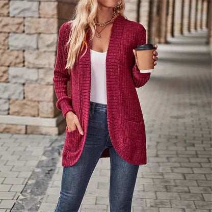Women's Textured Casual Cardigan with Pockets for Everyday Wear