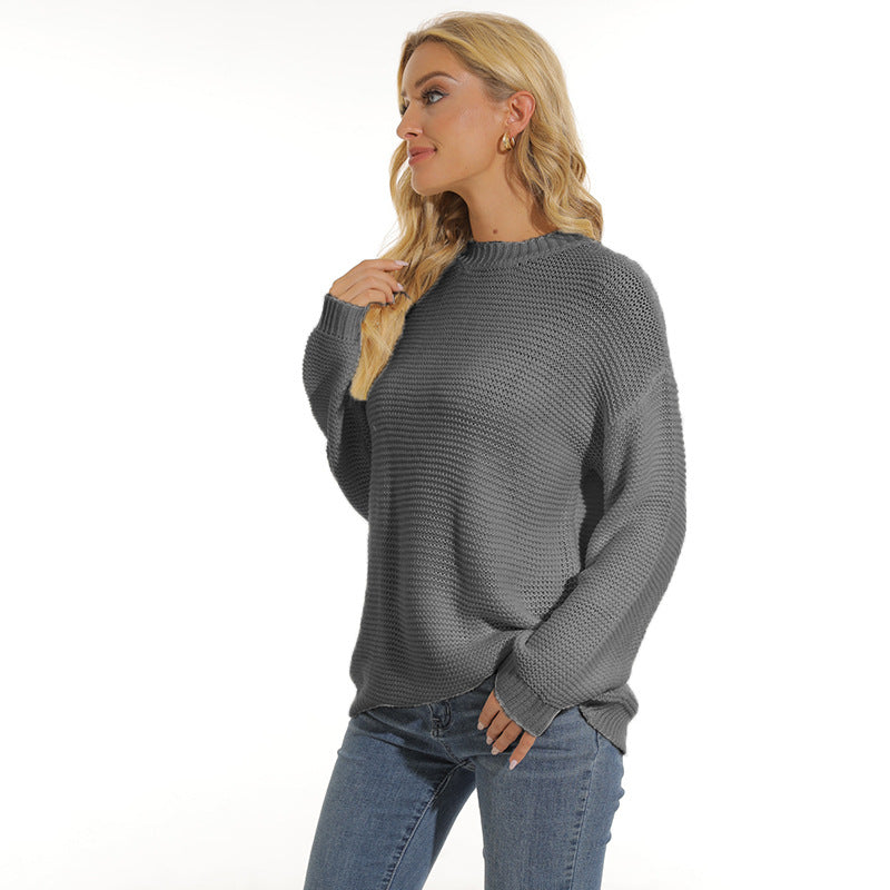 Women's Textured Knit Sweater with Relaxed Fit