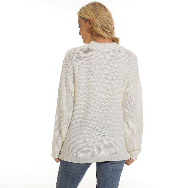 Women's Textured Knit Sweater with Relaxed Fit
