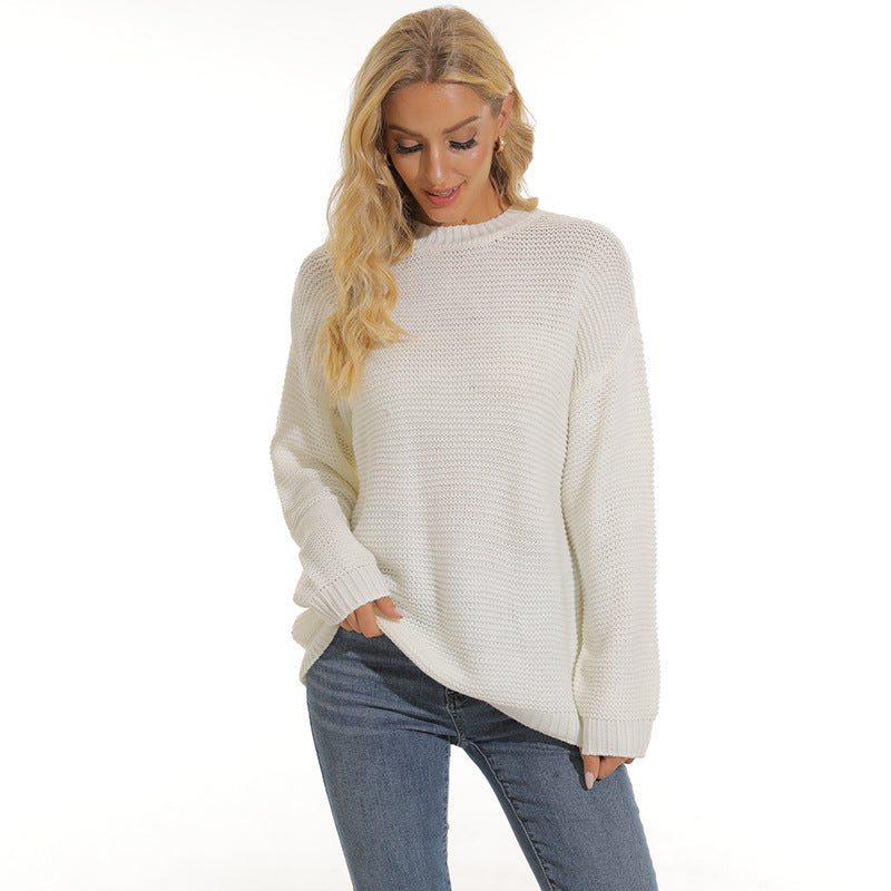 Women's Textured Knit Sweater with Relaxed Fit