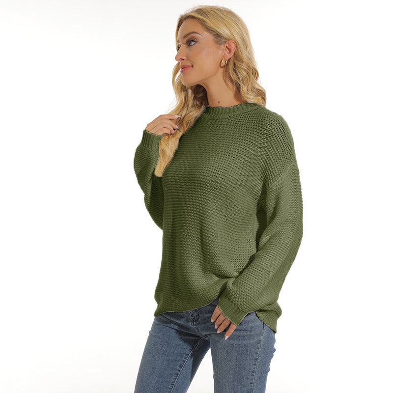 Women's Textured Knit Sweater with Relaxed Fit