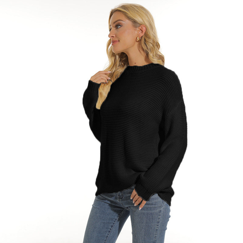 Women's Textured Knit Sweater with Relaxed Fit