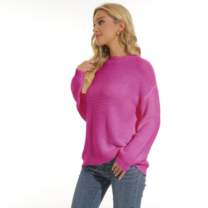 Women's Textured Knit Sweater with Relaxed Fit