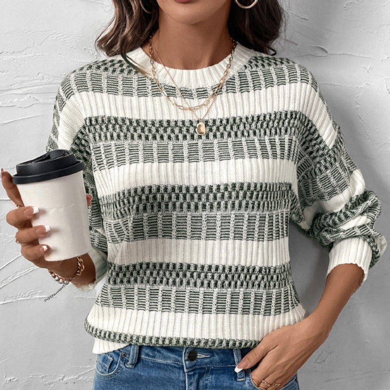 Women's Textured Sweater with Loose Fit and Ribbed Detail