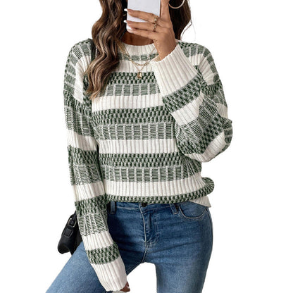 Women's Textured Sweater with Loose Fit and Ribbed Detail