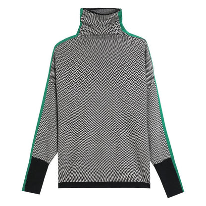 Women's Turtleneck Sweater with Knitted Texture