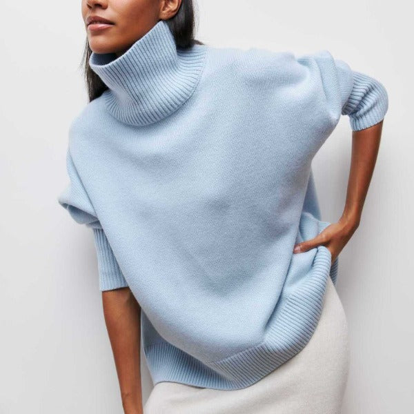 Women's Turtleneck Sweater with Long Sleeves and Casual Fit