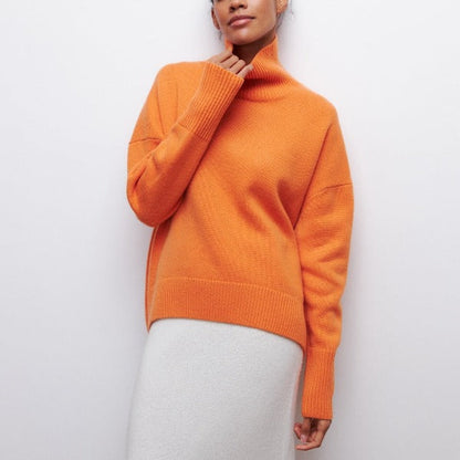 Women's Turtleneck Sweater with Long Sleeves and Casual Fit