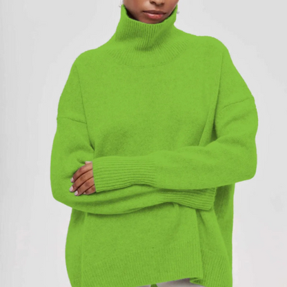 Women's Turtleneck Sweater with Long Sleeves and Casual Fit
