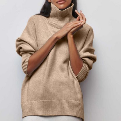 Women's Turtleneck Sweater with Long Sleeves and Casual Fit