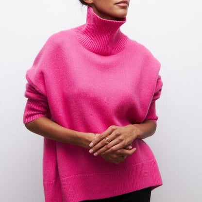 Women's Turtleneck Sweater with Long Sleeves and Casual Fit