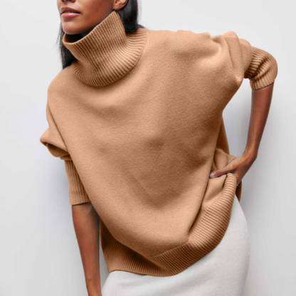 Women's Turtleneck Sweater with Long Sleeves and Casual Fit