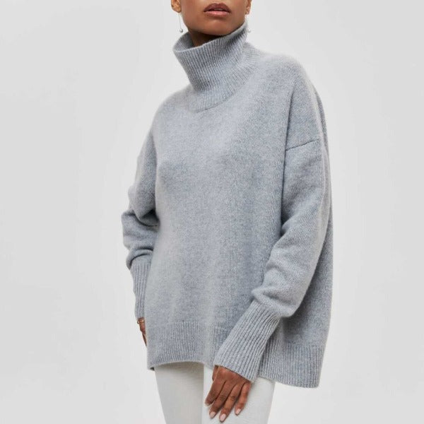 Women's Turtleneck Sweater with Long Sleeves and Casual Fit