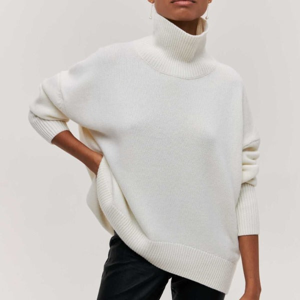 Women's Turtleneck Sweater with Long Sleeves and Casual Fit