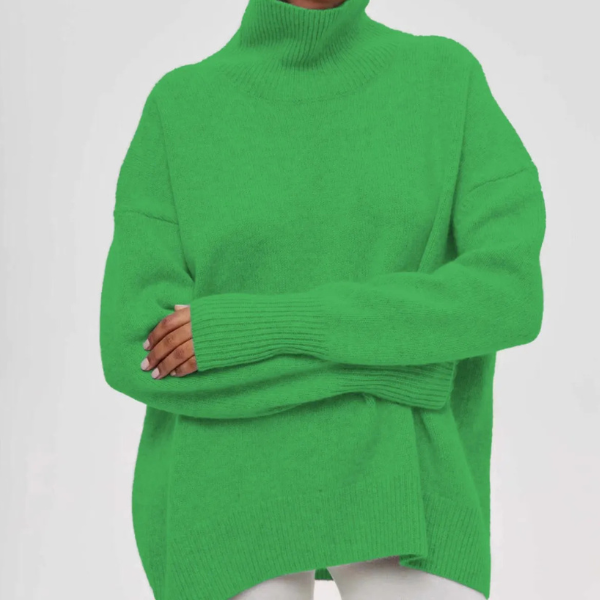 Women's Turtleneck Sweater with Long Sleeves and Casual Fit