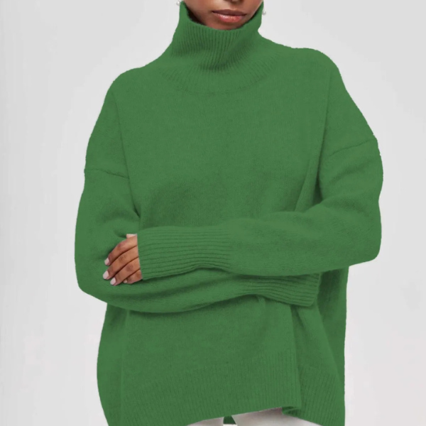 Women's Turtleneck Sweater with Long Sleeves and Casual Fit