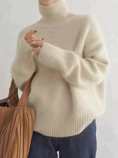 Women's Turtleneck Sweater with Long Sleeves and Relaxed Fit
