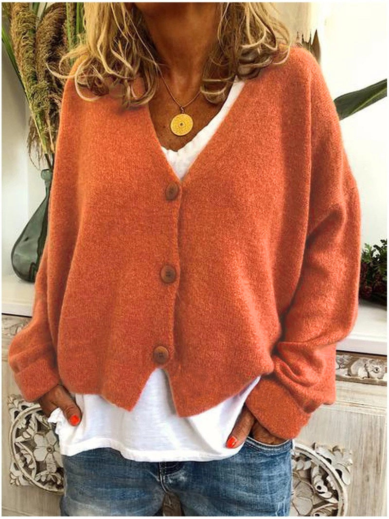 Women's V-Neck Knitted Cardigan in Soft Premium Knit