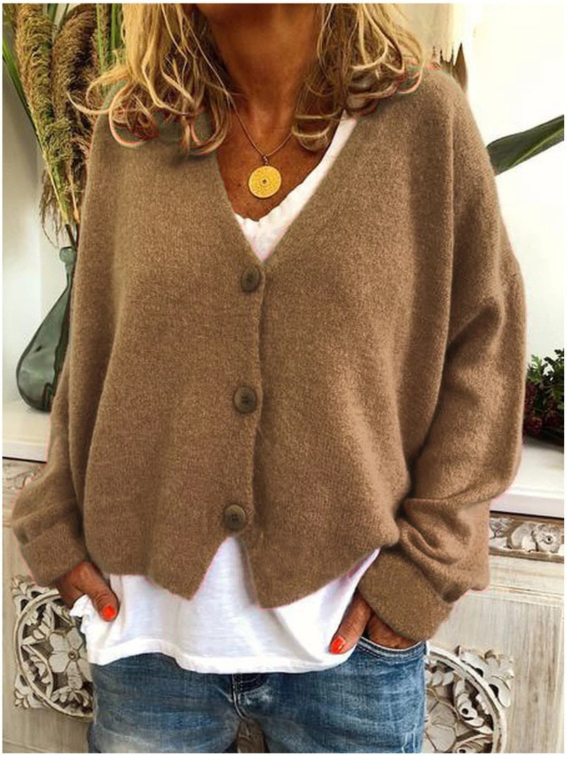 Women's V-Neck Knitted Cardigan in Soft Premium Knit