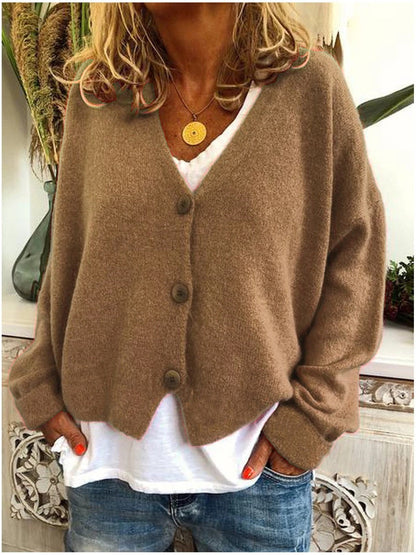 Women's V-Neck Knitted Cardigan in Soft Premium Knit
