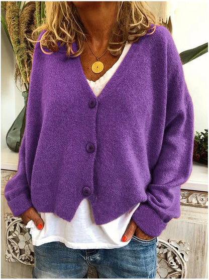 Women's V-Neck Knitted Cardigan in Soft Premium Knit