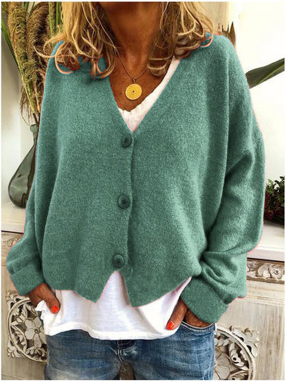 Women's V-Neck Knitted Cardigan in Soft Premium Knit