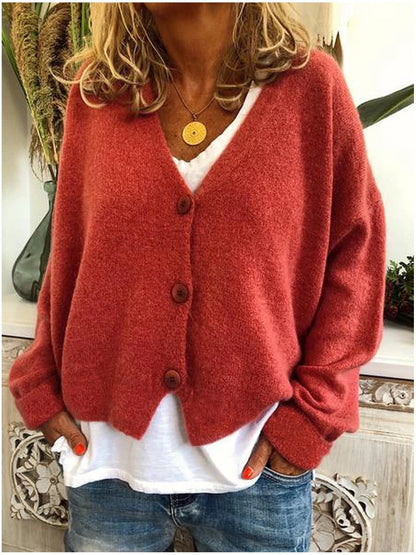 Women's V-Neck Knitted Cardigan in Soft Premium Knit