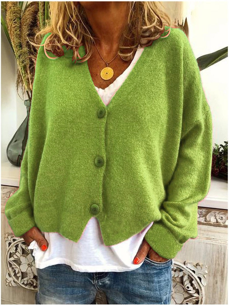 Women's V-Neck Knitted Cardigan in Soft Premium Knit