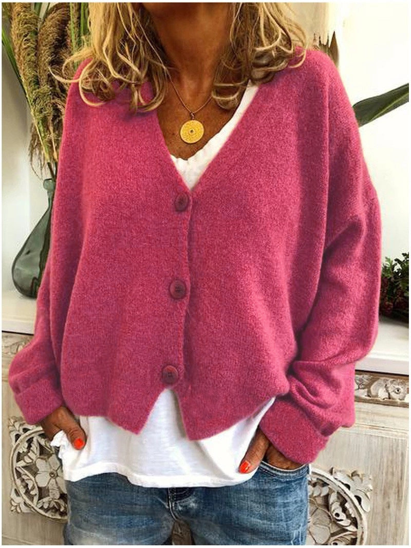Women's V-Neck Knitted Cardigan in Soft Premium Knit