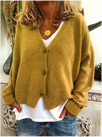 Women's V-Neck Knitted Cardigan in Soft Premium Knit