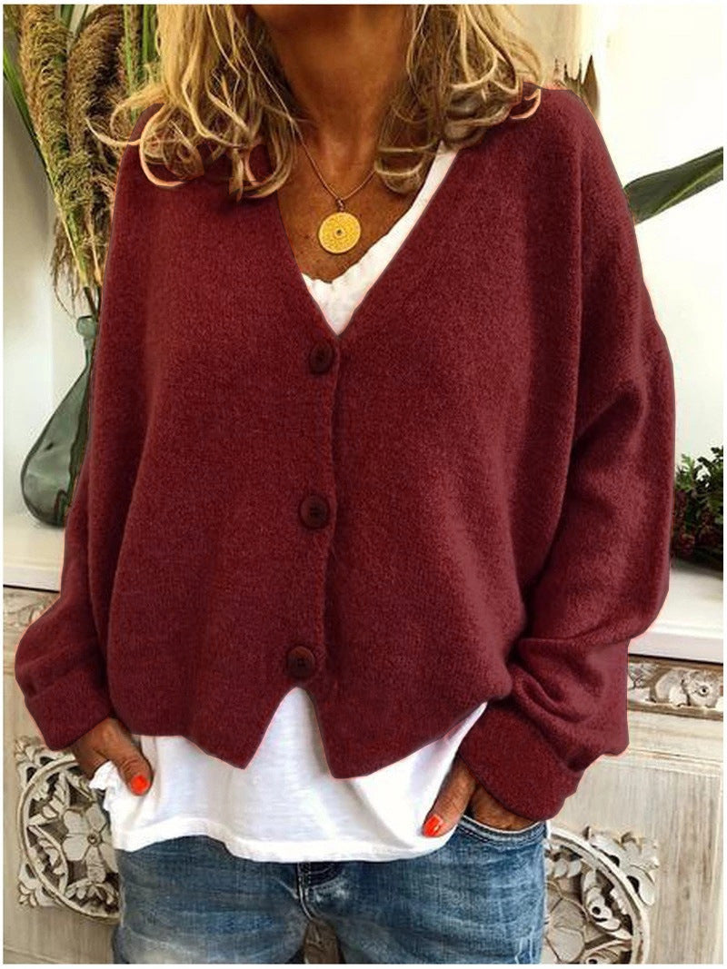 Women's V-Neck Knitted Cardigan in Soft Premium Knit