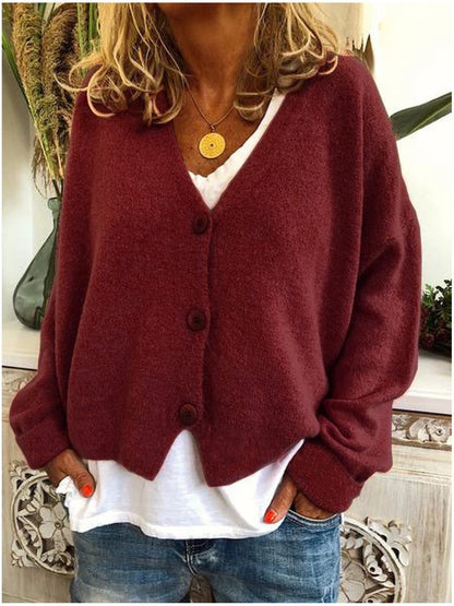 Women's V-Neck Knitted Cardigan in Soft Premium Knit