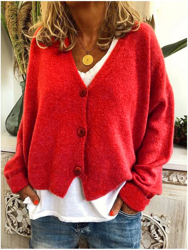 Women's V-Neck Knitted Cardigan in Soft Premium Knit