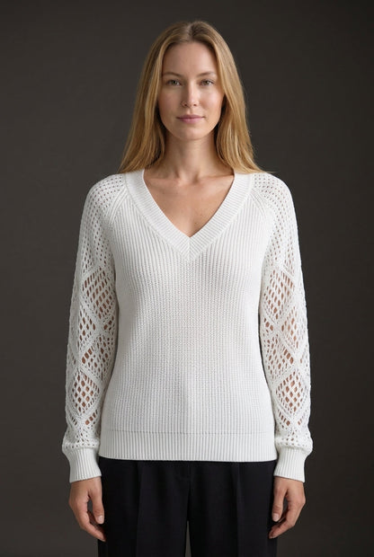 Women's V-Neck Knitted Sweater with Draping Fit