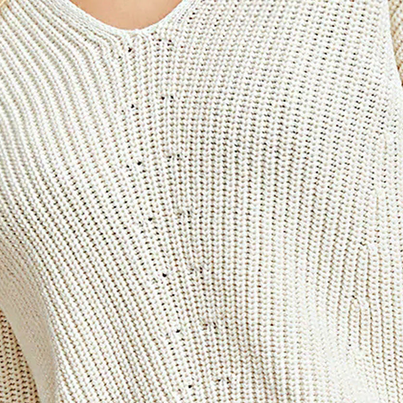 Women's V-Neck Knitted Sweater with Relaxed Fit