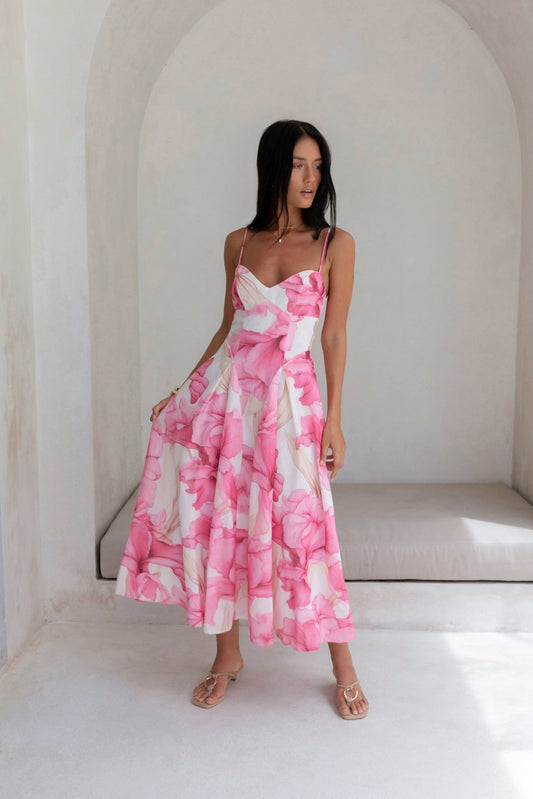 Women's V-Neck Maxi Dress with Flowing Silhouette