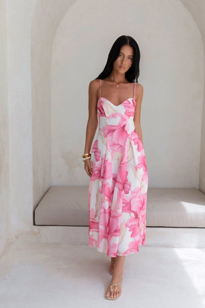 Women's V-Neck Maxi Dress with Flowing Silhouette