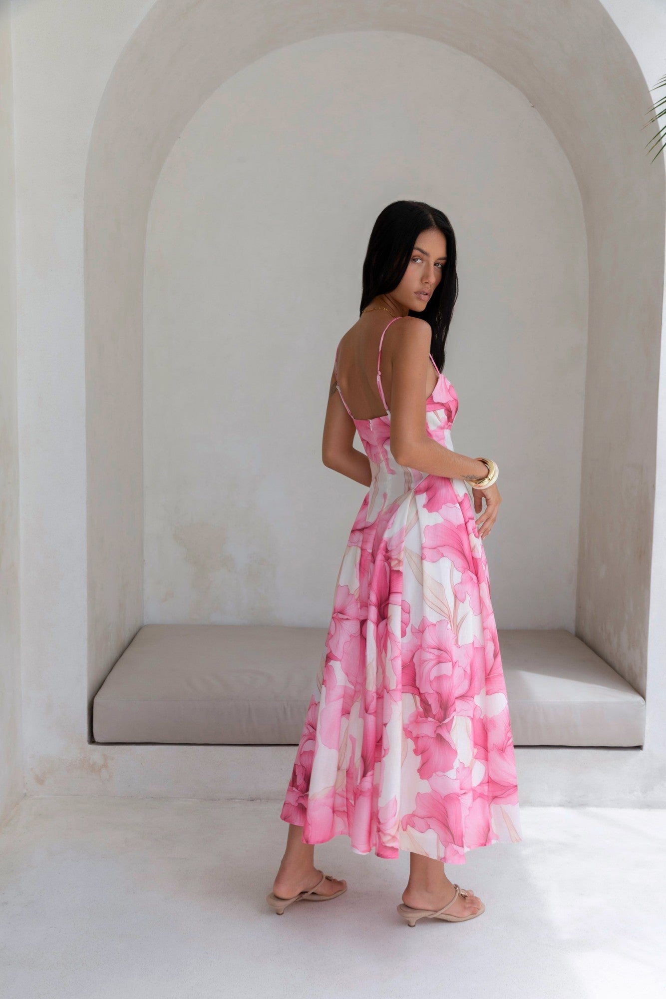 Women's V-Neck Maxi Dress with Flowing Silhouette
