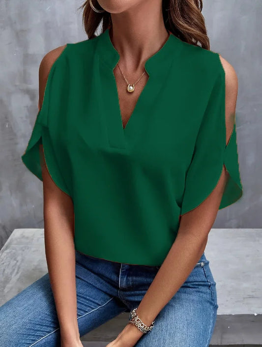 Women's V-Neck Shirt with Short Sleeves